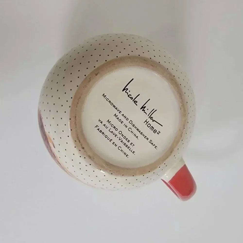 Nicole Miller Home Hedgehog Coffee Mug Large 14oz Ceramic Red Handle
